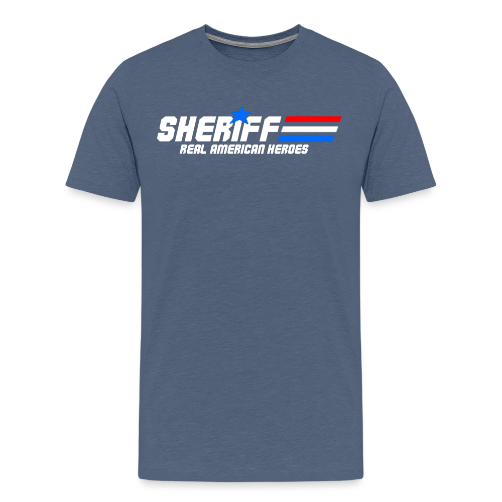 Men's Premium T-Shirt - Sheriff "Real American Heroes" - heather blue